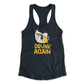 Drunk Again Womens Racerback Tank in Midnight Navy color